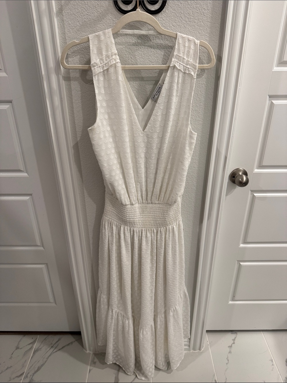 Ramy Brook White Textured V‑Neck Maxi Dress
